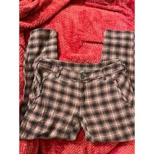 Free People Plaid Ankle Pants - Red and Brown